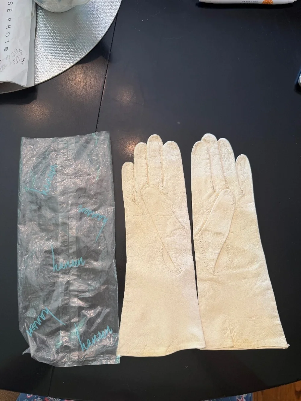 Beautiful VTG Hansen Cream Kidskin Leather Women's Driving Gloves Never Worn